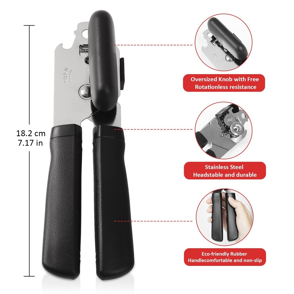Classic Multifunction Stainless steel Can Opener Easy Comfy Handle Grip Kitchen