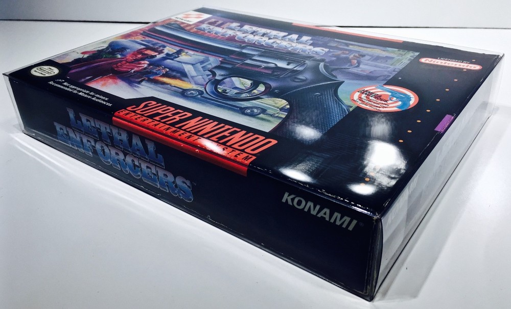 1 SNES LETHAL ENFORCERS BIG BOX Protector! Super Nintendo Clear Display Case