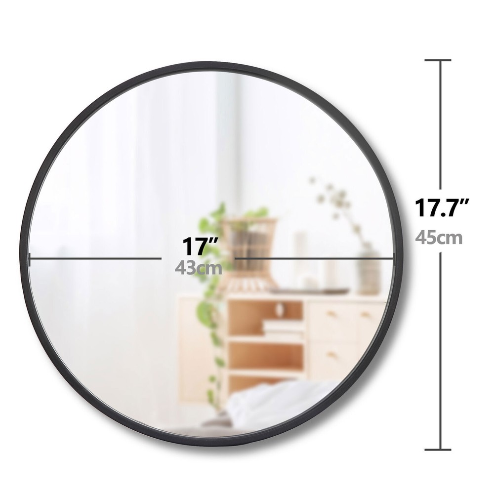 2PCS 18" Round Mirror Black Circle Wall Mirror with Metal Frame Vanity Entryway