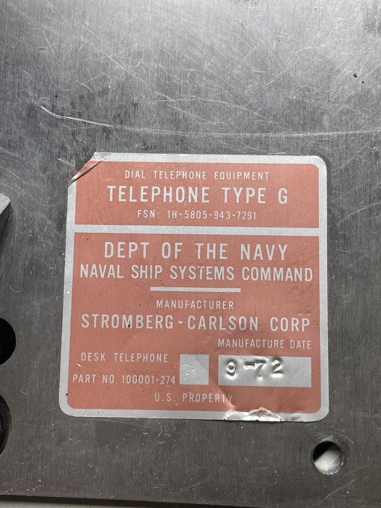 NOS Dynalec Naval Sea Systems Command Dial Telephone Type G Submarine ? Ship ?