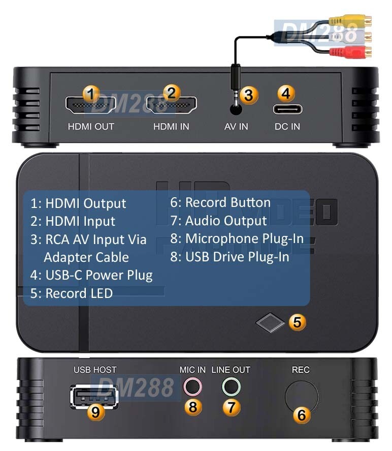 Premium Digital HD Video Recorder With 1080P RCA AV Input USB Input