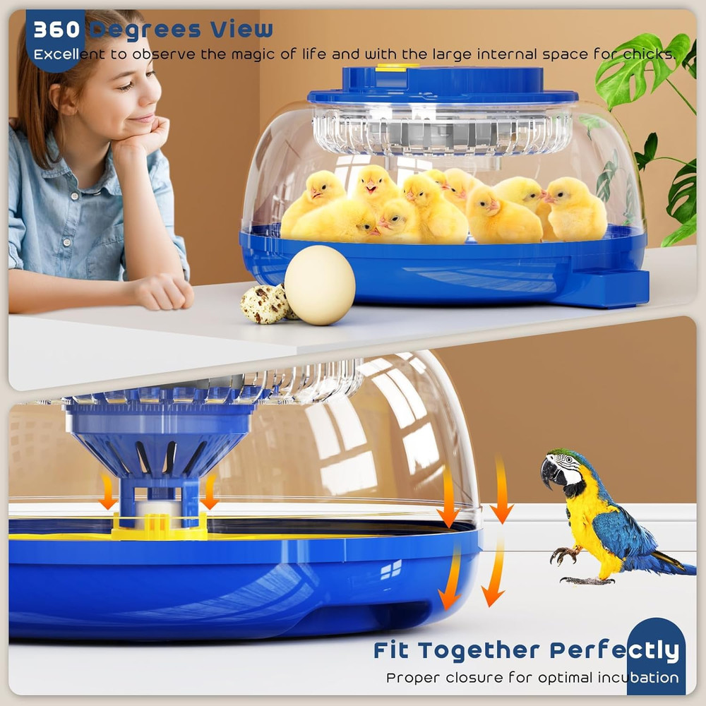 18 Egg Incubator with Automatic Egg Turning and Humidity Control,Water Refill,Eg