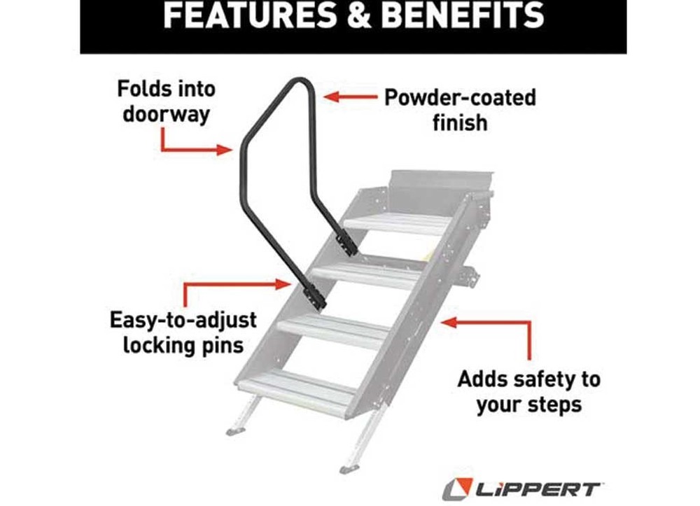 Lippert 799640 Entry Assist Handrail for Gen 3 Solid Step Triple & Quad