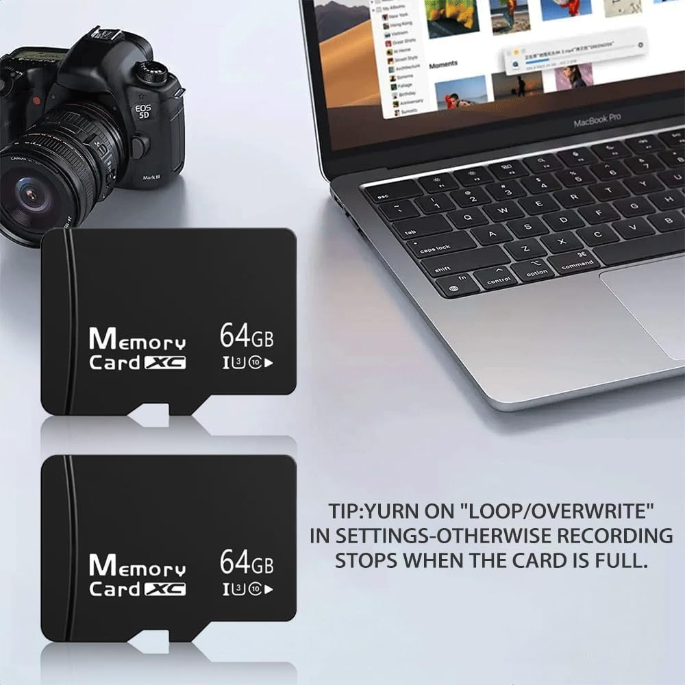64GB 2-Pack Microsdxc Cards A1 U3 V30 SD Adapter USB Reader High Endurance TF Ca