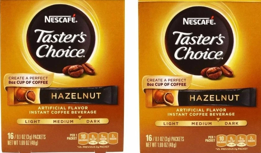 Nescafe, Taster's Choice, Instant Coffee, Hazelnut, 3 Boxes, 16 Packets each