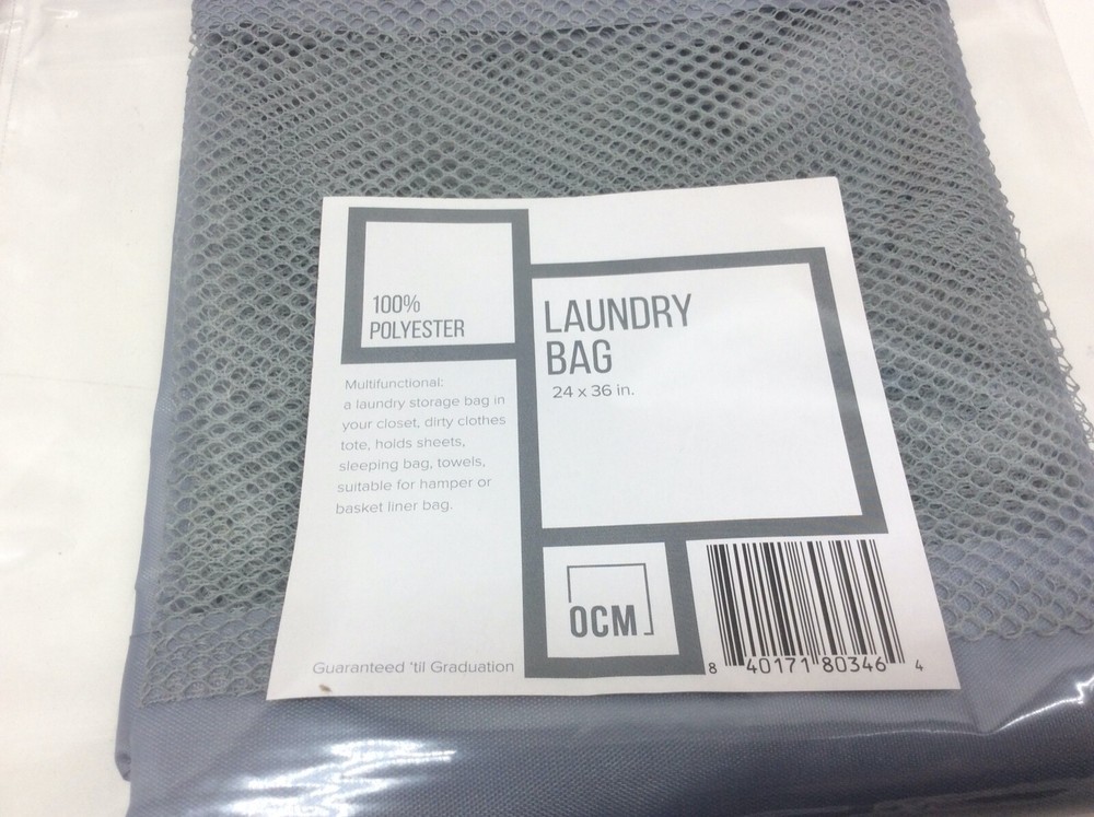 2 - OCM Laundry Drawstring Bag 24" x 36" Gray