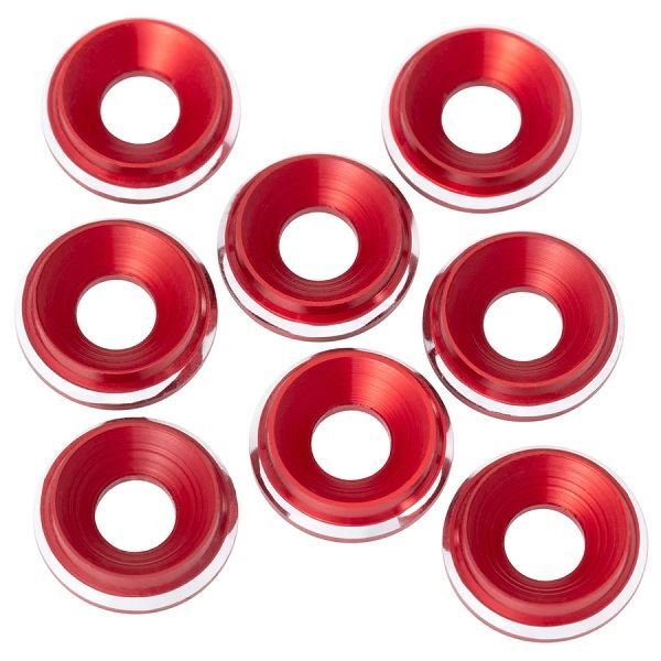 1UP Racing - 7075 LowPro Countersunk Washers, M3, Red Shine, 8pcs