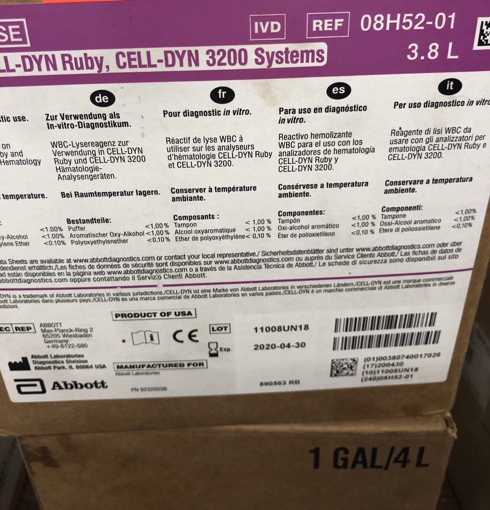 WBC LYSE REAGENT 08H52-01 (CELLDYN RUBY/3200 SYSTEM) 3.8L