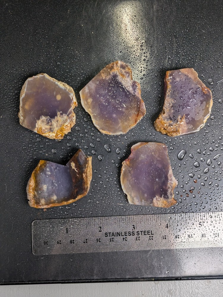 5 Purple Chalcedony Slabs, 143g