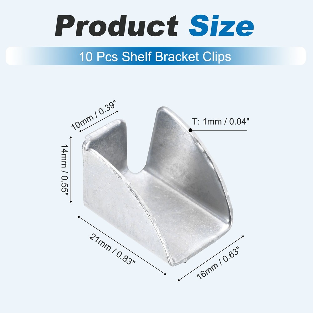 10 pieces shelf clip, for adjustable triangle bracket 10mm, silver
