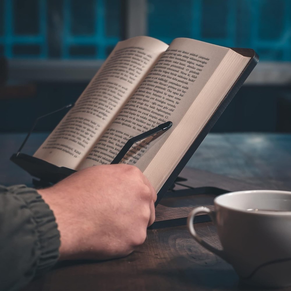 Durable Walnut Reading Stand - Adjustable Book Holder for Home & Kitchen