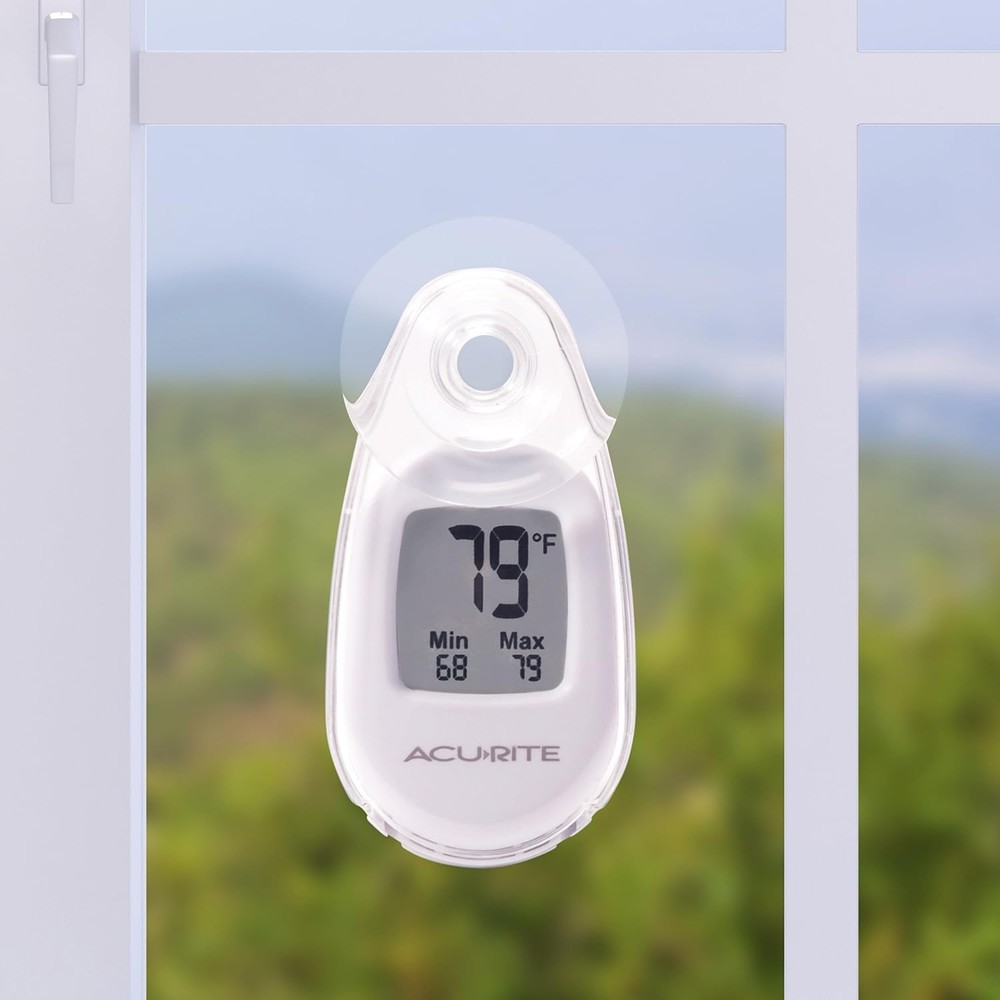 AcuRite Digital Window Thermometer, Suction Cup Thermometer, White