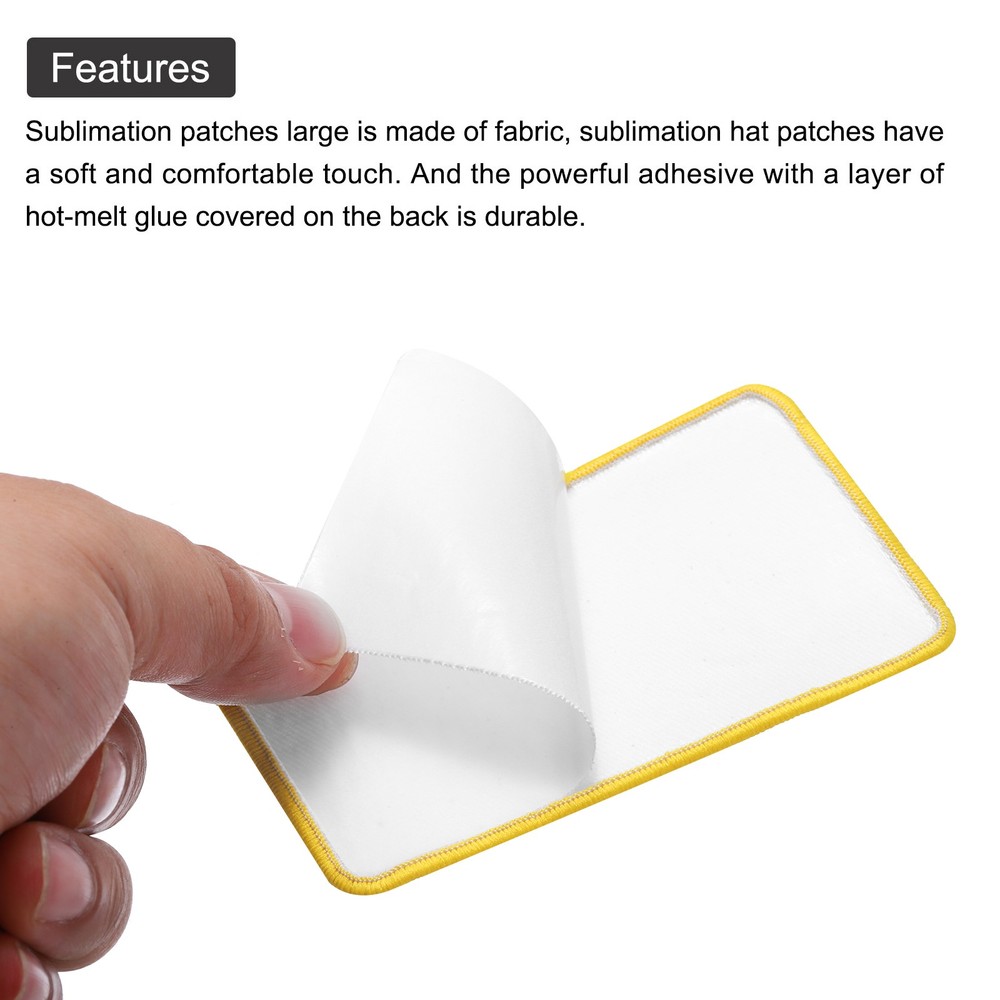 15pcs Sublimation Patch Blank Rectangle White with Yellow Border