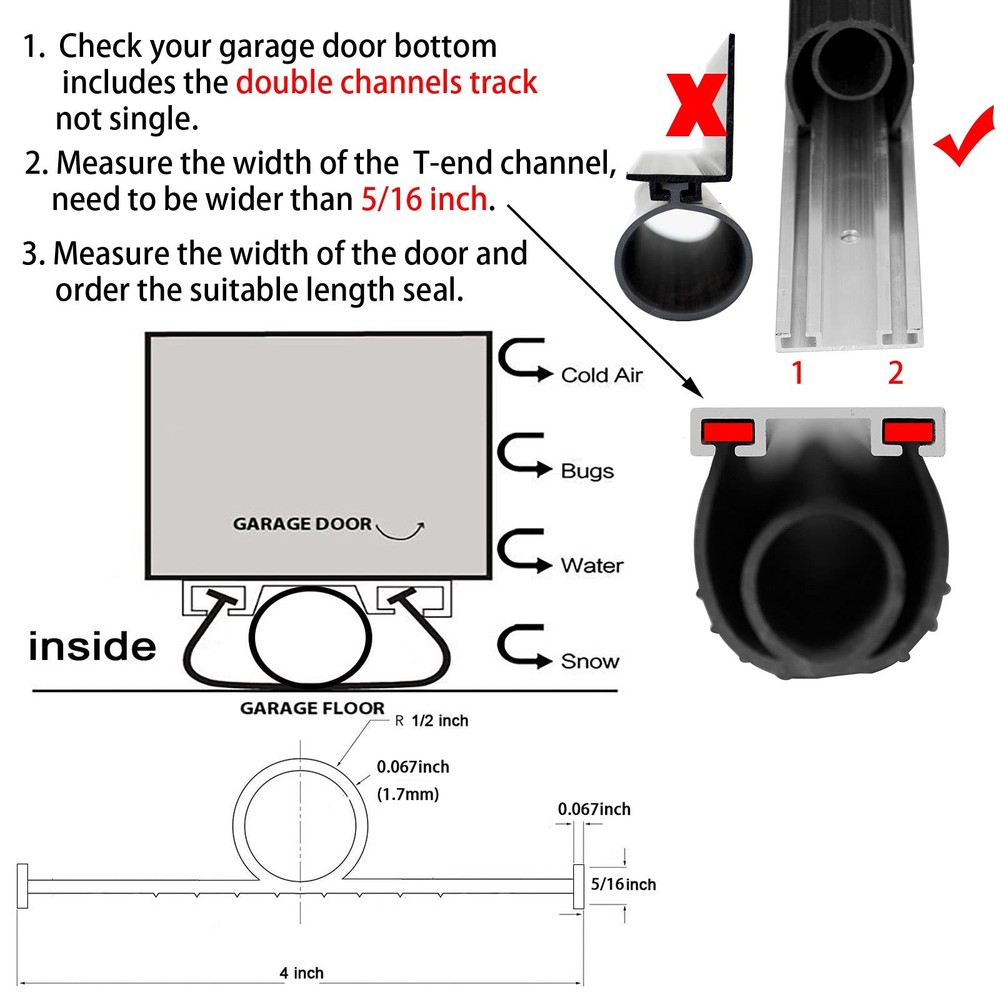 Garage Door Bottom Seals Weather Stripping Threshold Buffer Strip