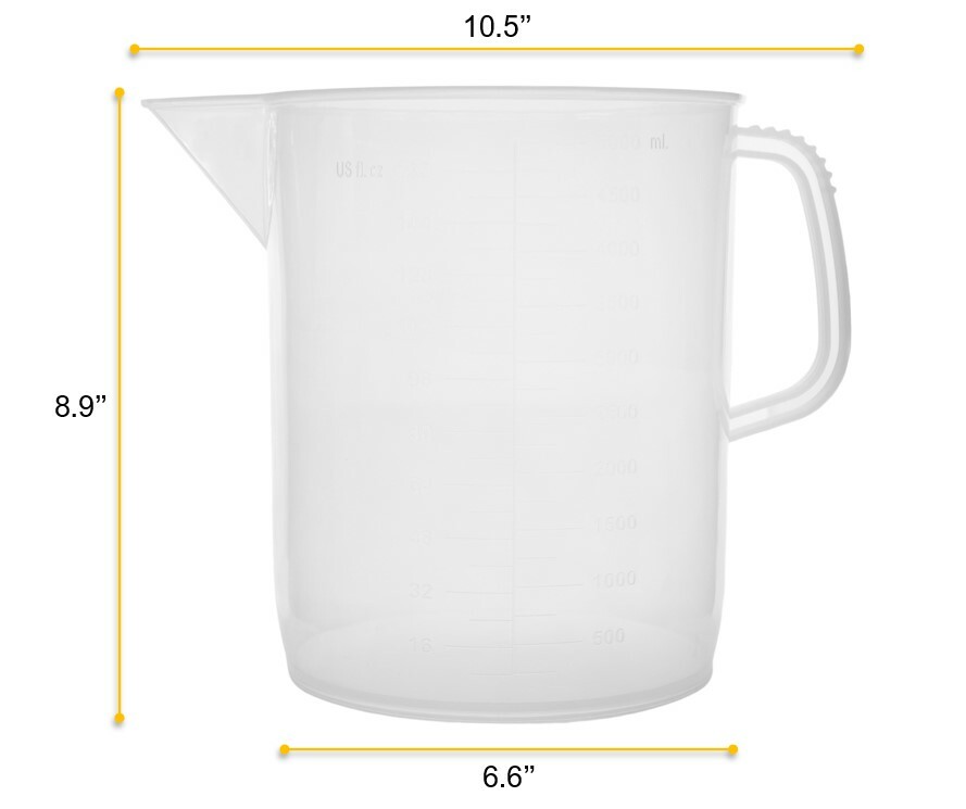 Measuring Jug, 5000ml - Polypropylene - Short Form - Eisco Labs