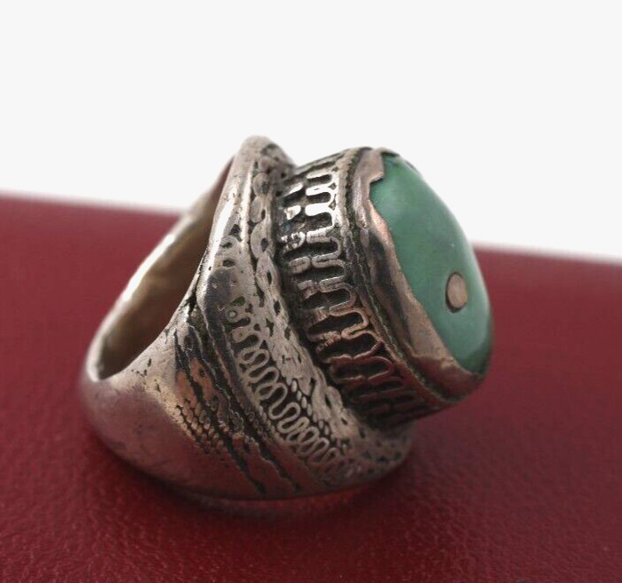 Hand Made Silver & Turquoise Large Ring 34g Size 7