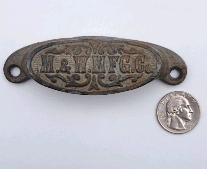 Antique Bin Pull Printers Drawer Pull M&W MFG.CO Handle Old Cast Iron Hardware