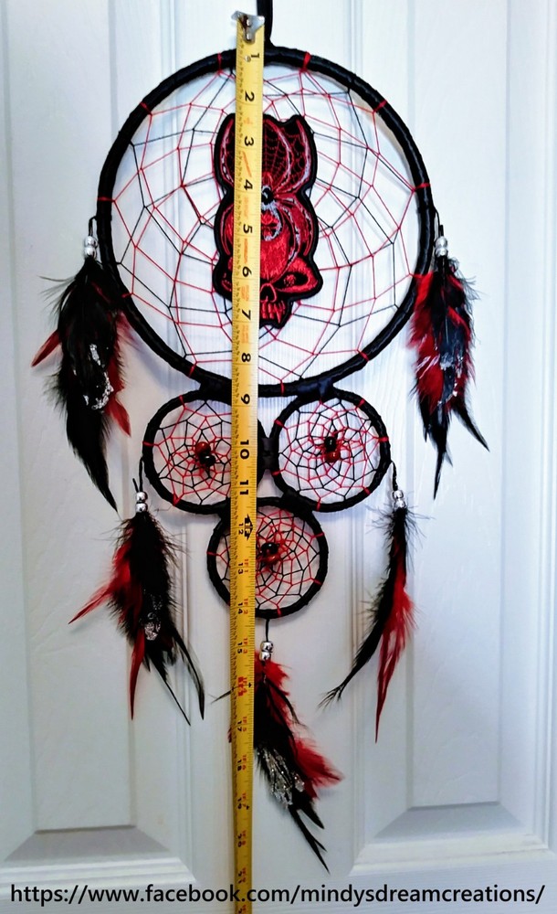 Black Widow Skull" dreamcatcher! Black Agate~Red Jasper~Healing