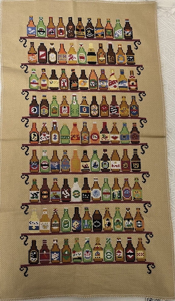 completed finished cross stitch  Various drinks  12''x 24'' Gift