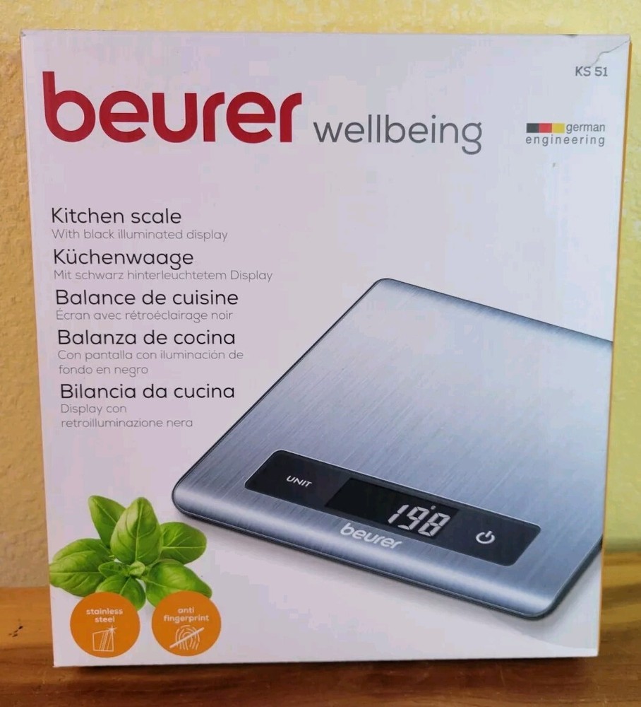 Beurer KS51 Stainless Steel Kitchen Scale German Engineering