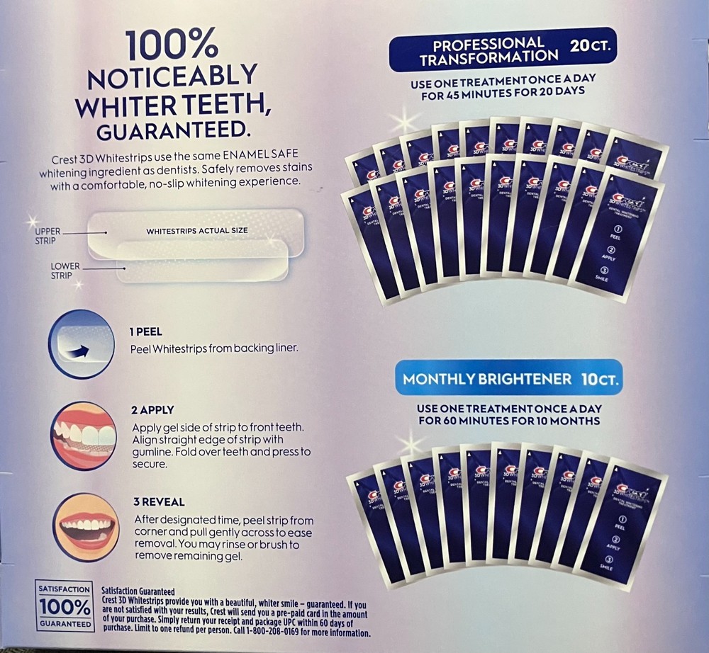 Crest 3d Whitestrips professional transformation bonus pack