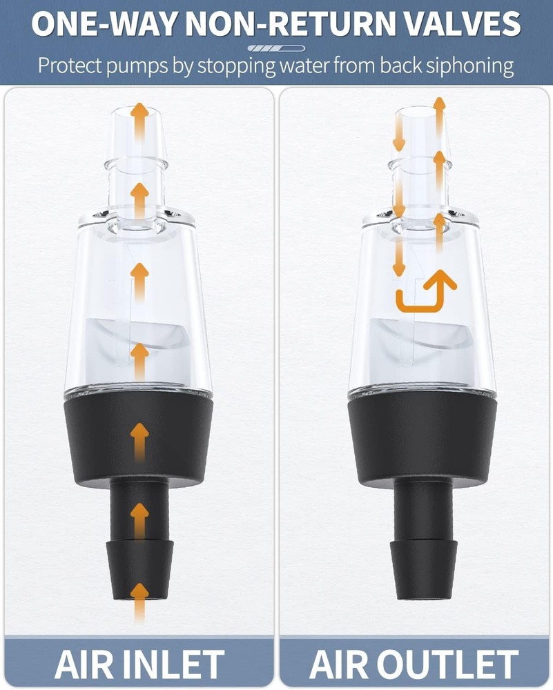 Durable 6 Pack Aquarium Check Valves - Lightweight One Way Non-Return Design