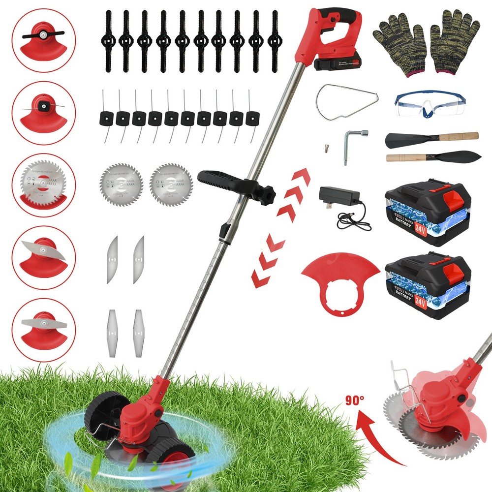 Cordless String Trimmer, Edger WeedWhacker Grass Eater Lawn Cutter w/2* Battery
