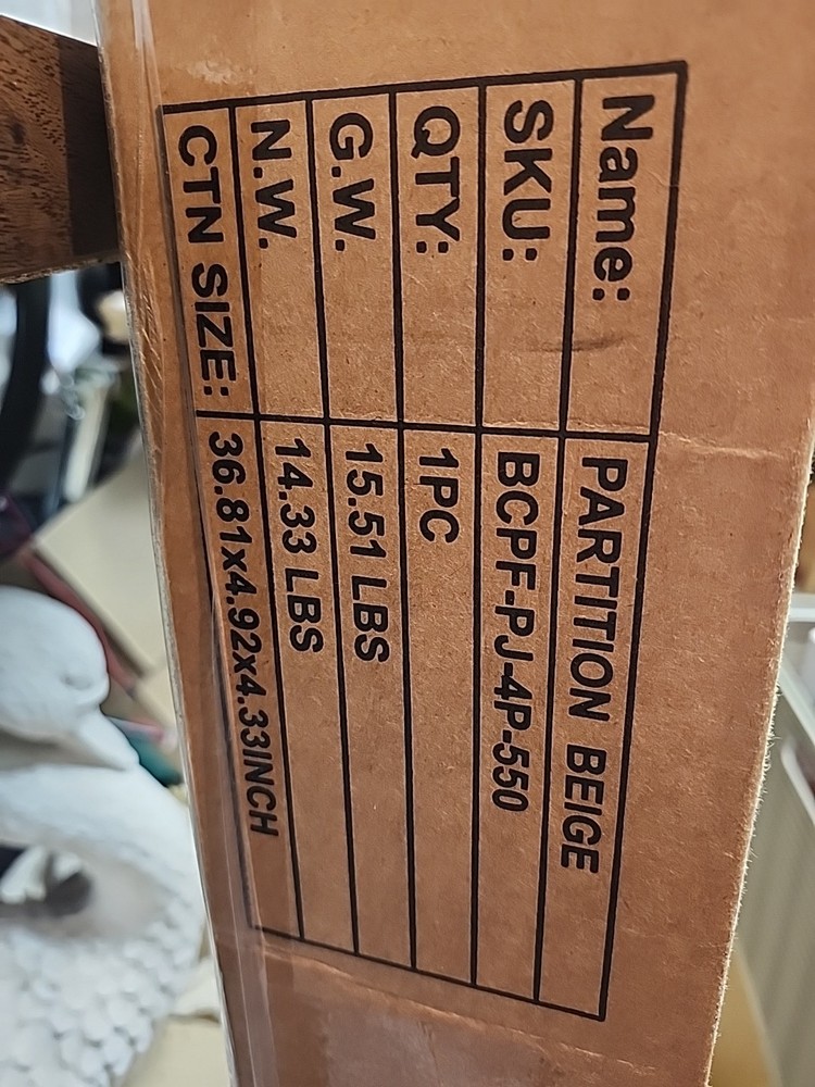 6FT Portable Fabric 4-Panel Room Divider