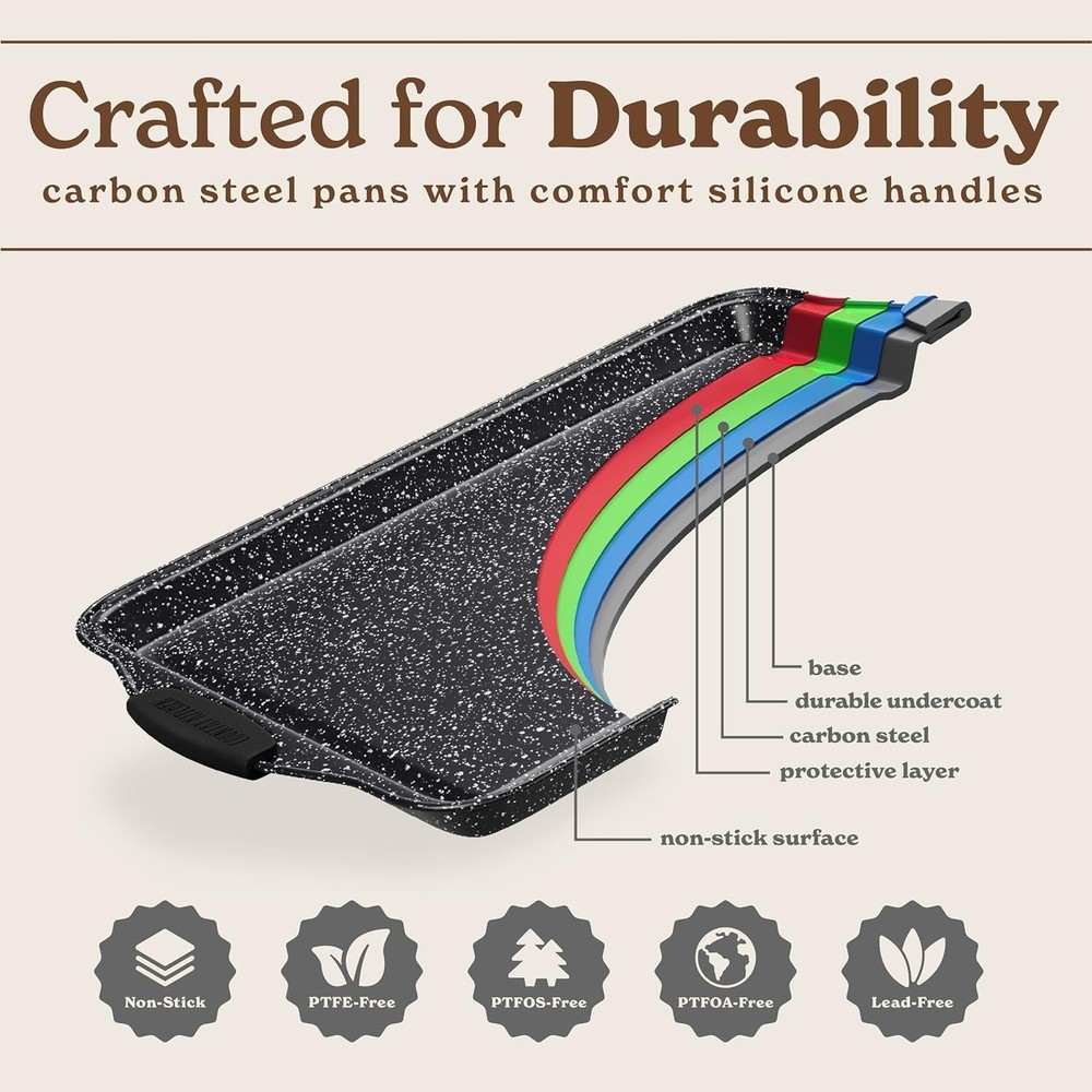 Nonstick Stackable Bakeware Set Durable Easy Release Baking Set Black 10 Pcs