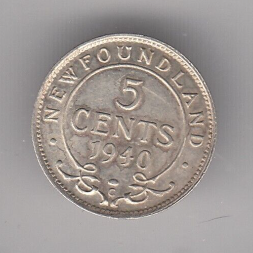 1940 C Newfoundland Five Cent Silver Coin