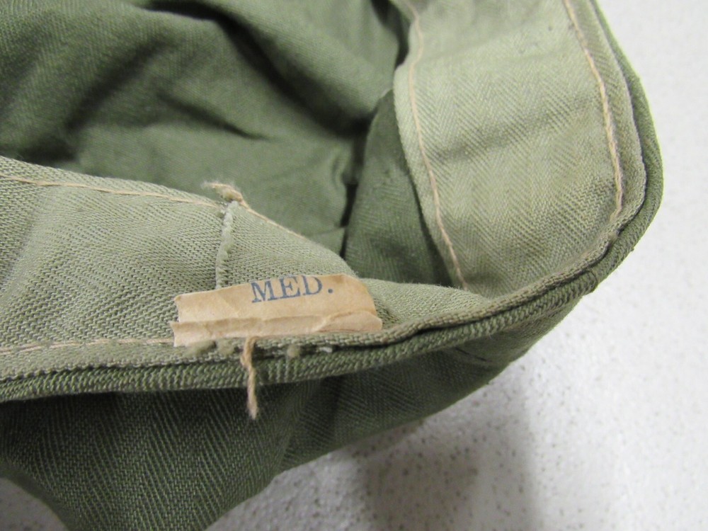 WW2 Era US HBT Herringbone Twill Hat Cap Short Bill Medium
