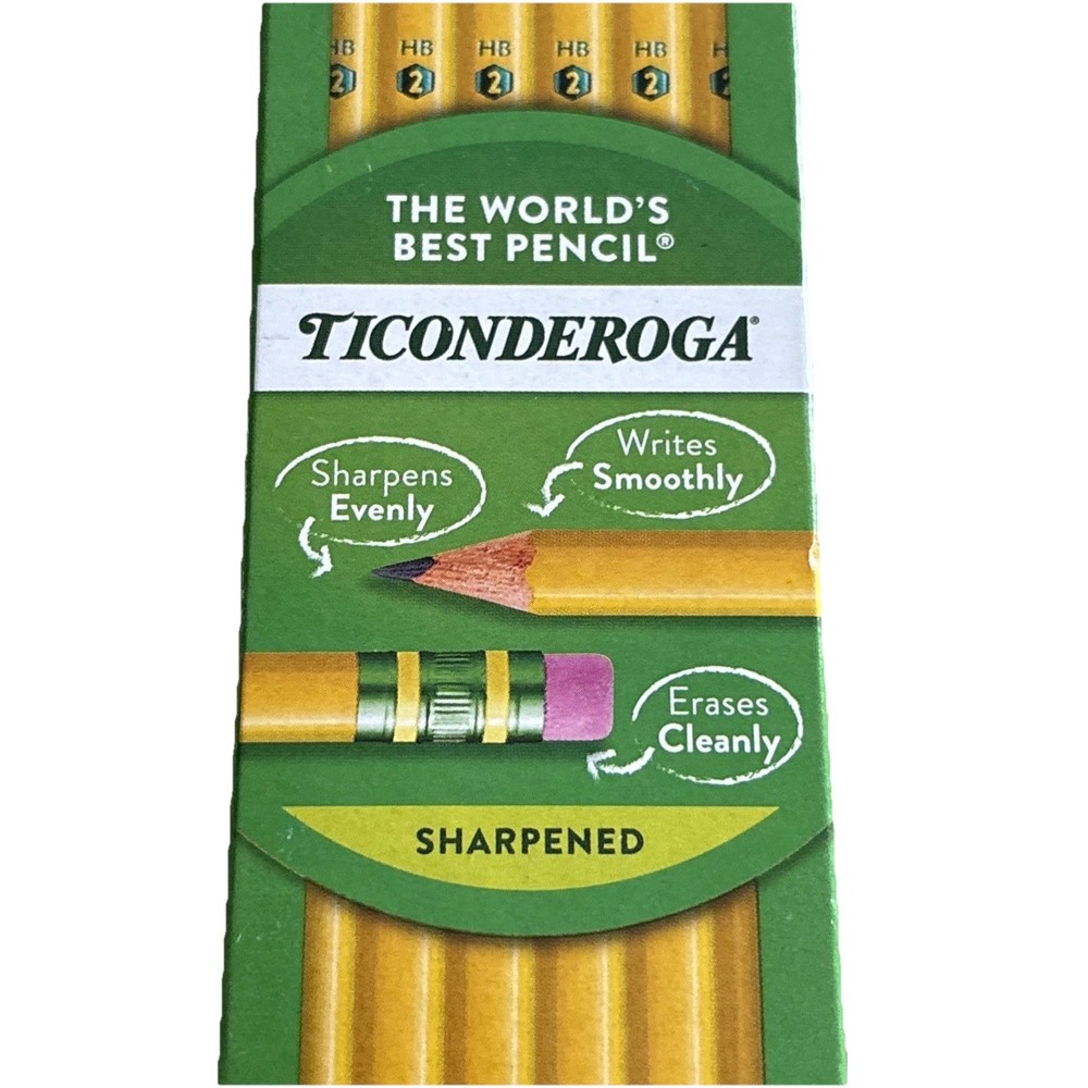 Dixon Ticonderoga #2 HB Pencils 24 Unsharpened + 12 Sharpened + Erasers