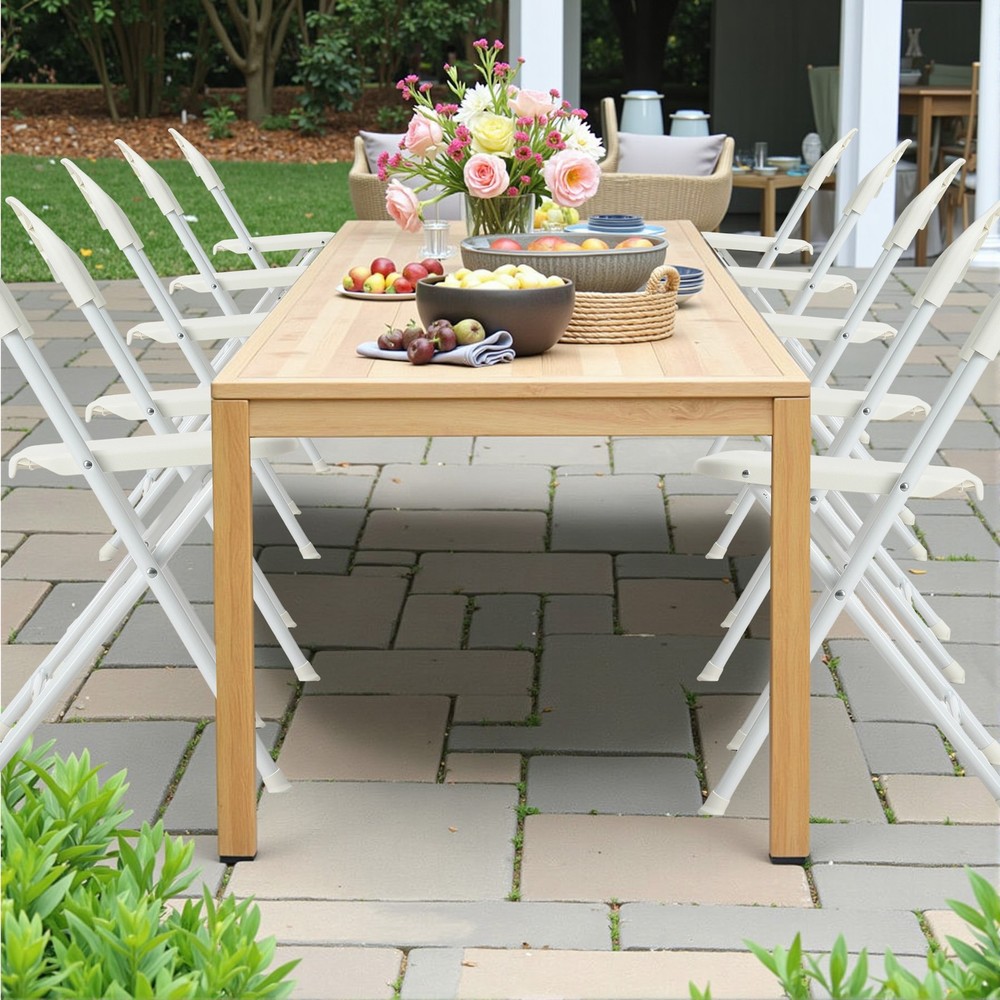 4-Pack White Stainless Steel Folding Chairs - Heavy-Duty 800lb Capacity, Stack
