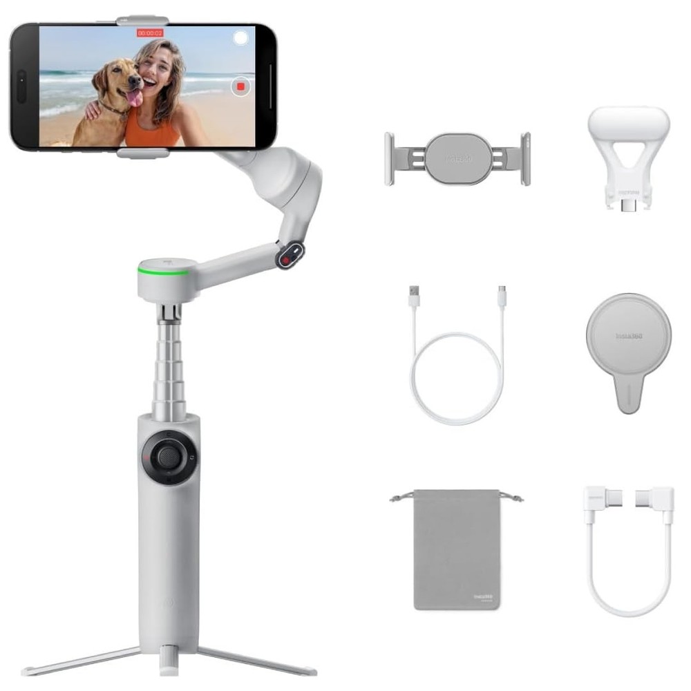 Flow 2 Pro 3-Axis AI-Powered Smartphone Gimbal Creator Bundle - Stone Gray