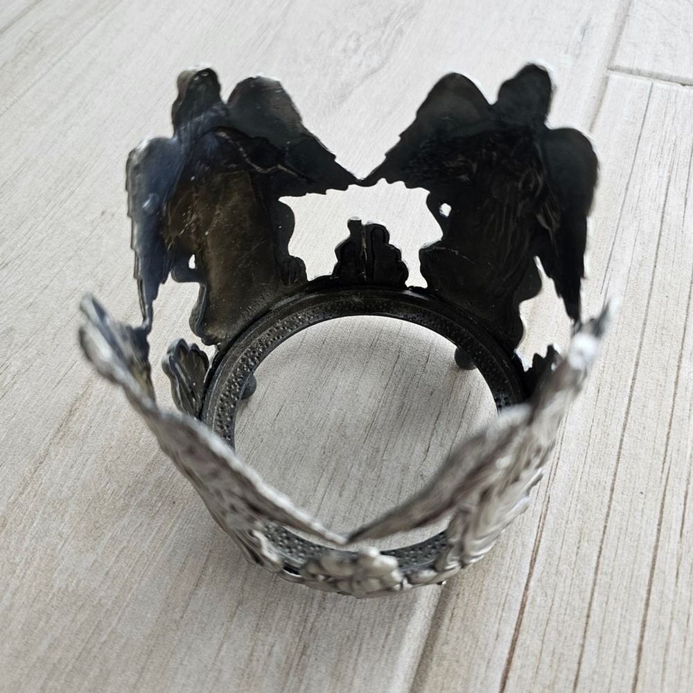 Silver Tone Angel Theme Jar Candle Holder, EUC