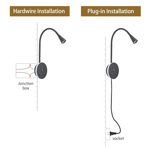 Book Lights for Reading at Night, LED Wall Mounted Reading Light, Black