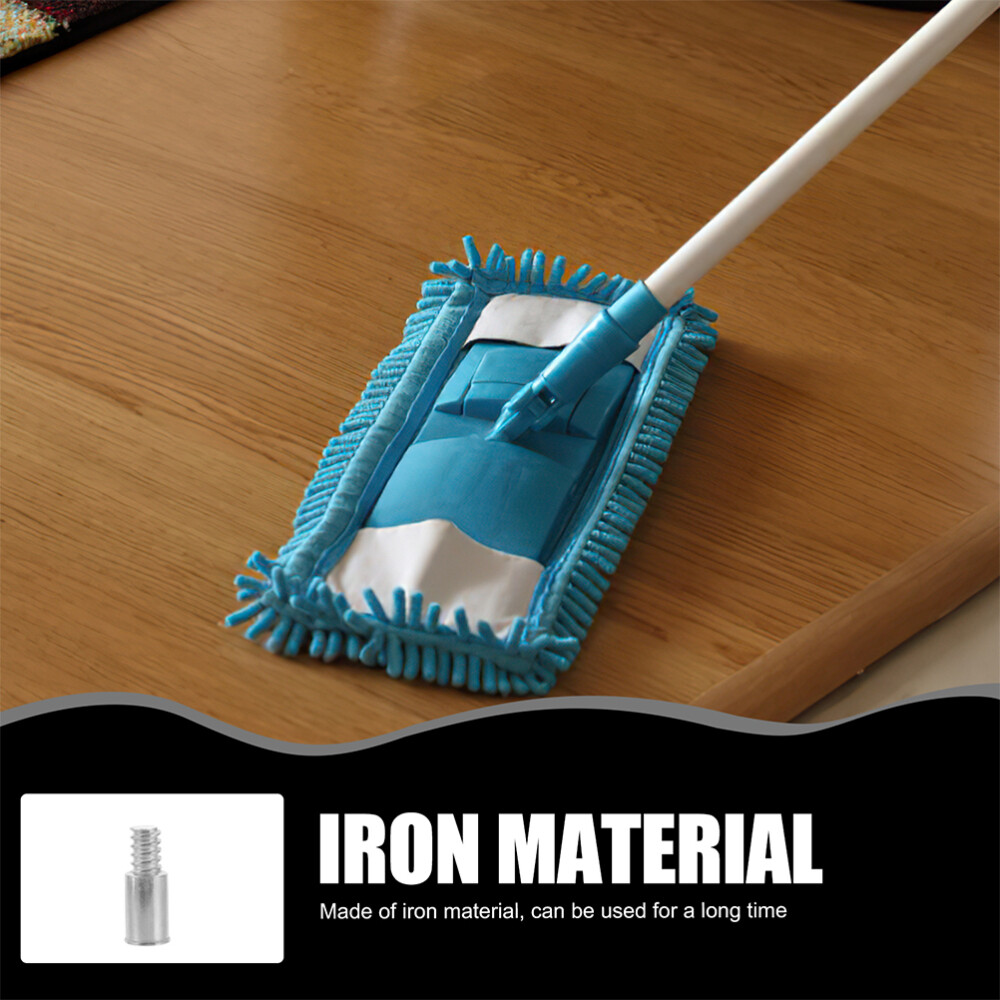 2pcs Broom Extension Pole Adapter Tips Metal Threaded Handle Tips End Adapter