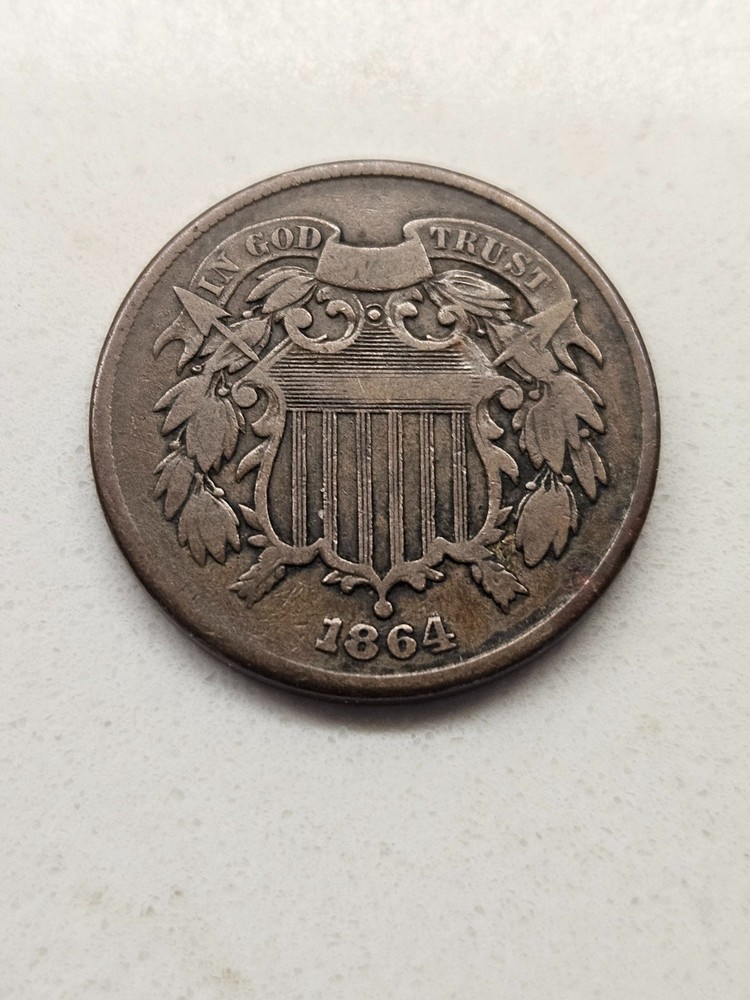 1864 Two Cent Piece Large Motto