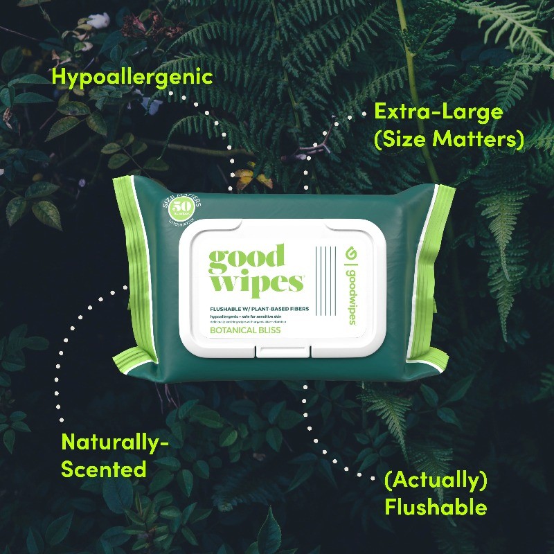 goodwipes Flushable Butt Wipes, Botanical Bliss Scented, 3 Pack,150 Total Wipes