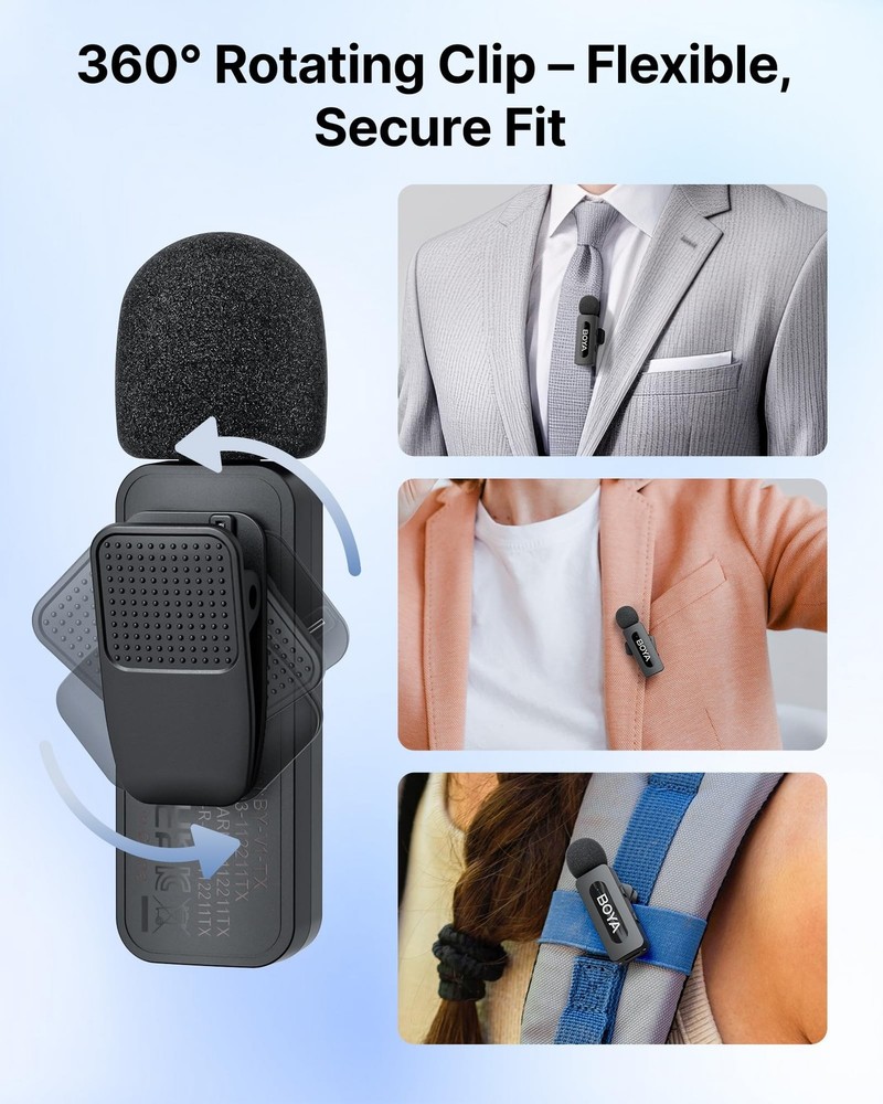 BOYA V30 Wireless Lavalier Microphone for iPhone/Android/PC/Laptop with USB-C...