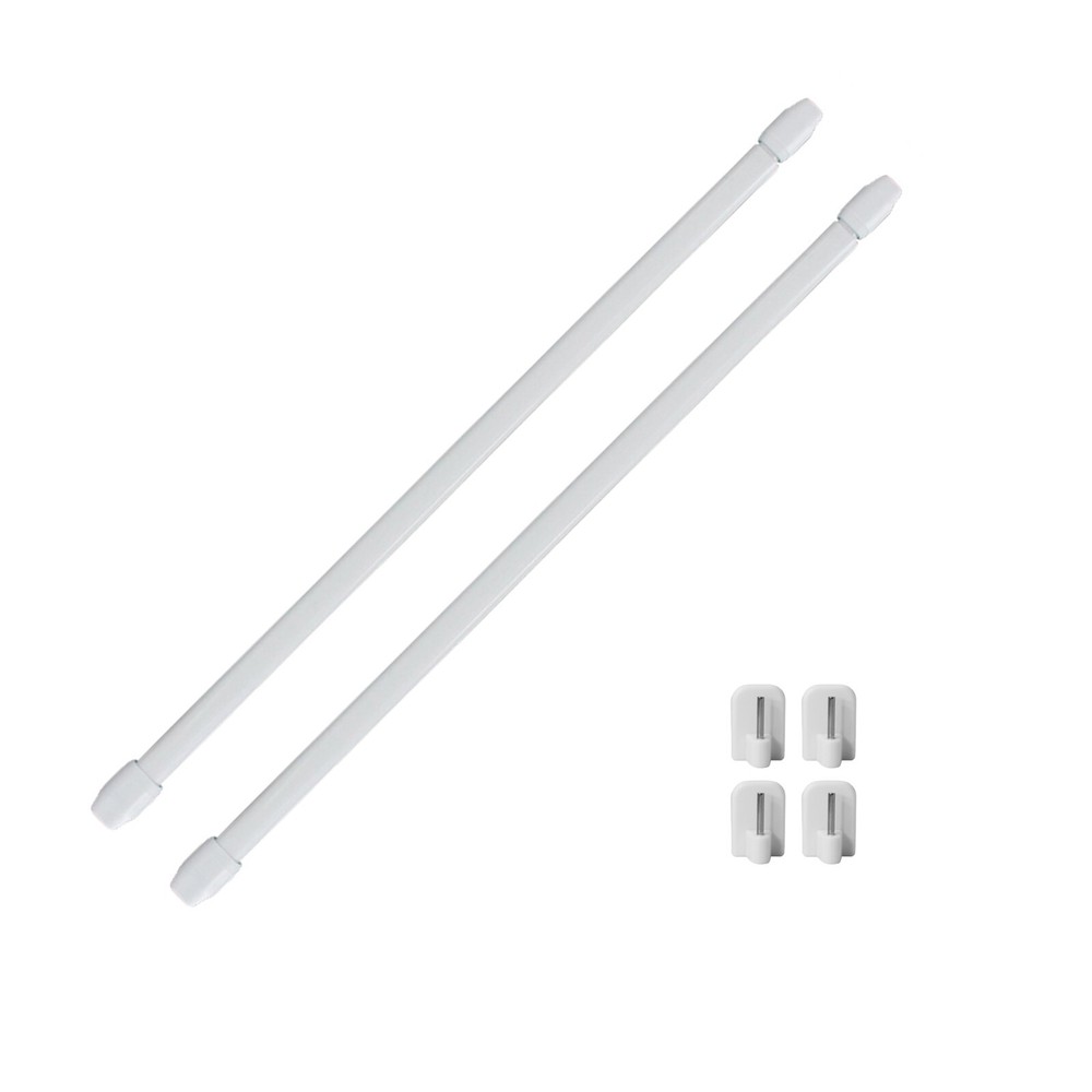 Bundle 2 Cafe Curtain Rods Adjustable and 4 Self Adhesive Hooks