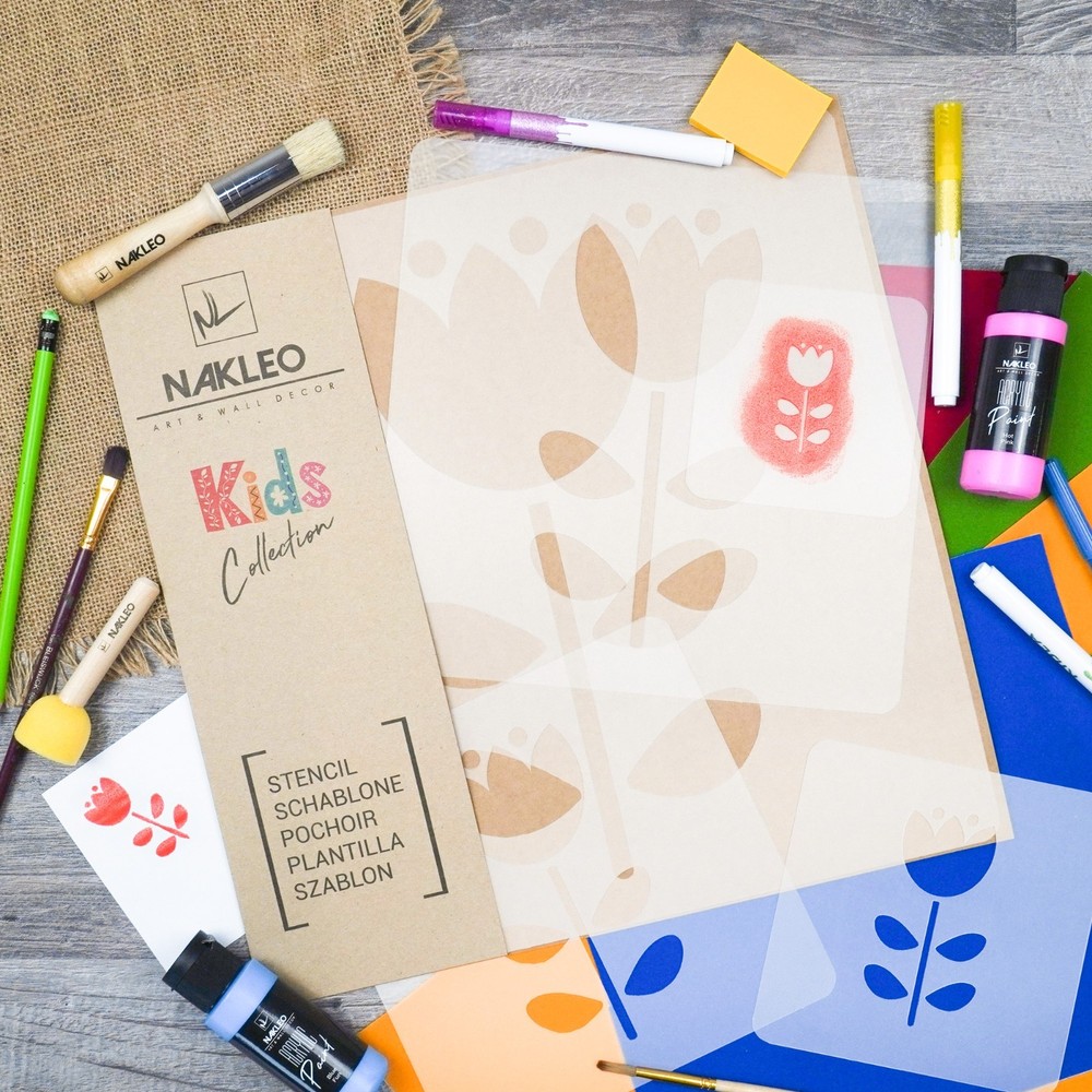 KIDS Reusable Plastic Stencils (5 pcs) // FLOWER #1