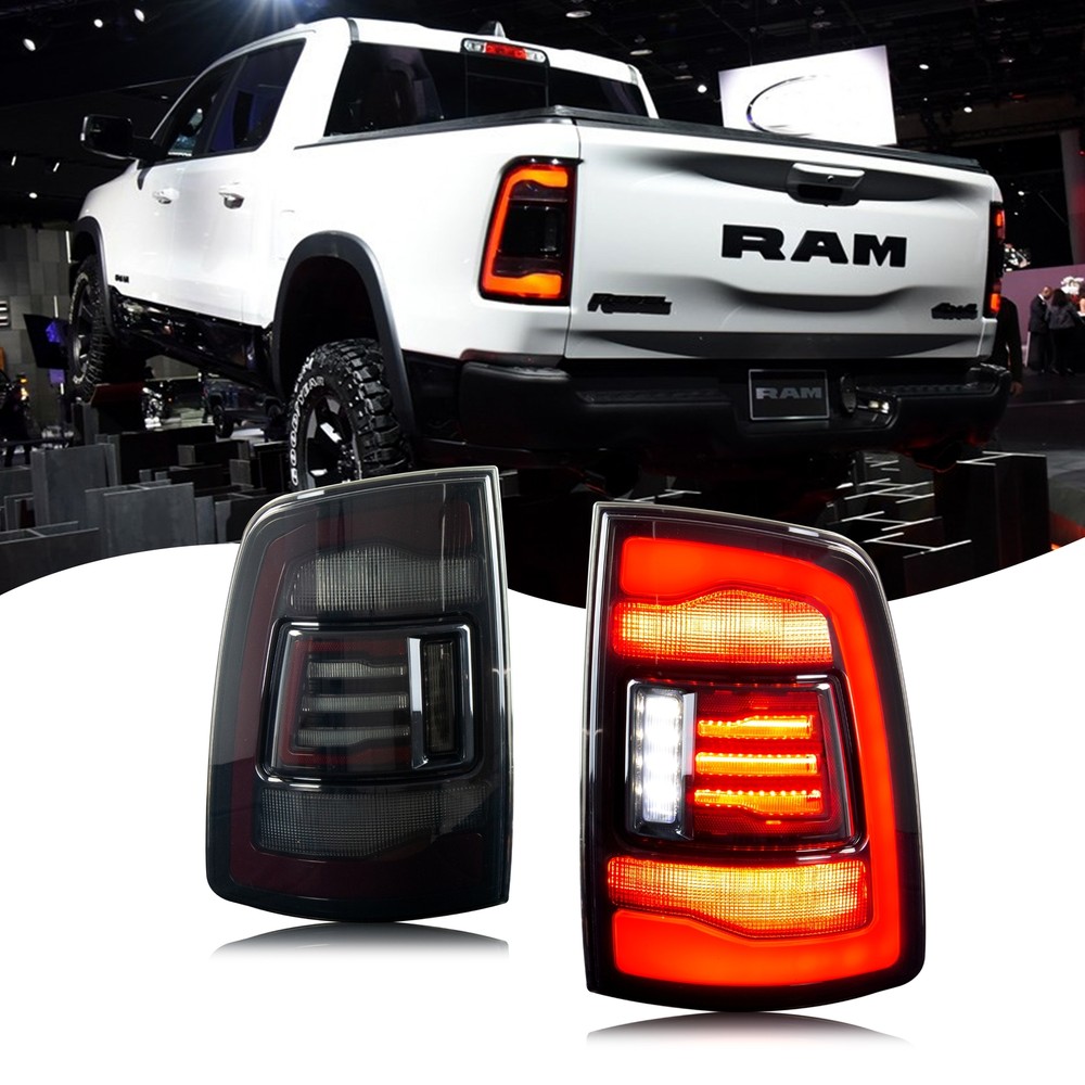 LED Black Tail Lights for Dodge Ram 4th Gen 2009-2018 Sequential Rear Lamps