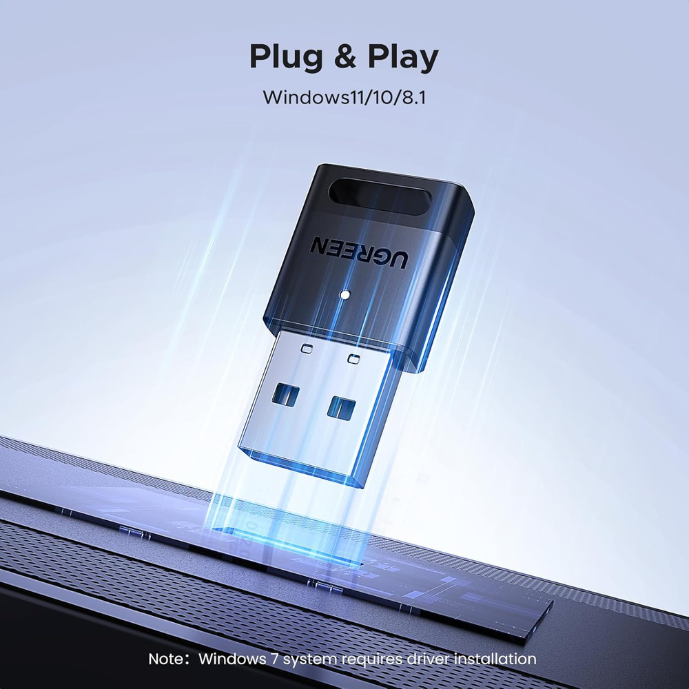 UGREEN USB Bluetooth Adapter for PC Bluetooth 5.4 Dongle Receiver EDR & BLE, Plu
