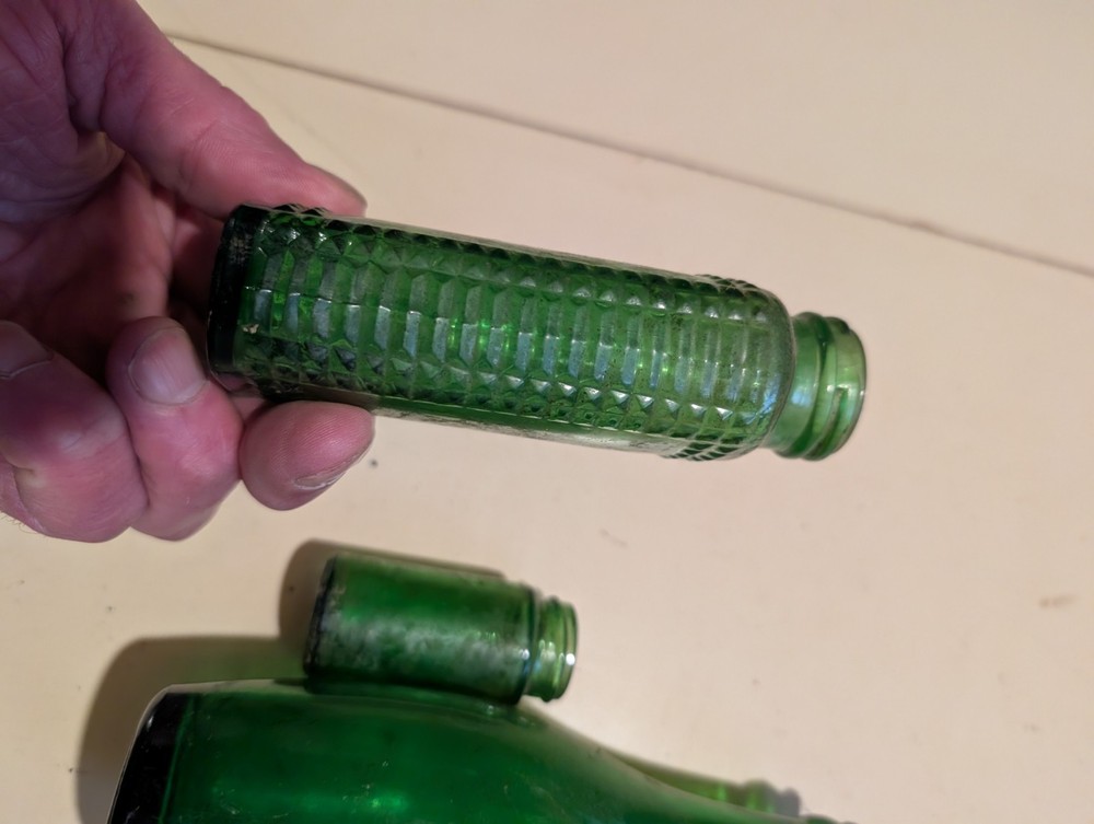 Vintage Emerald Green Bottles