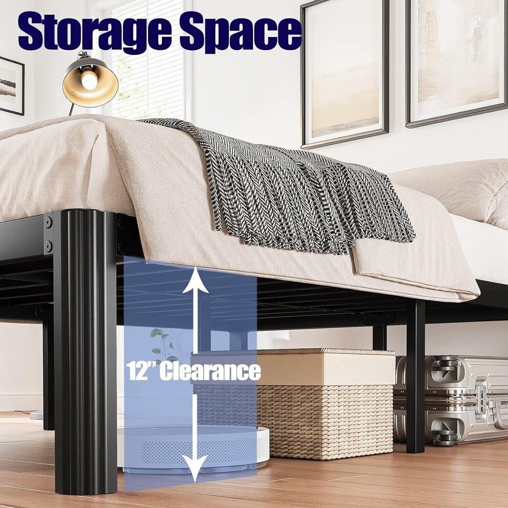 14in Bed Frame No Box Spring Needed Heavy Duty Metal Platform Bed Frame Full