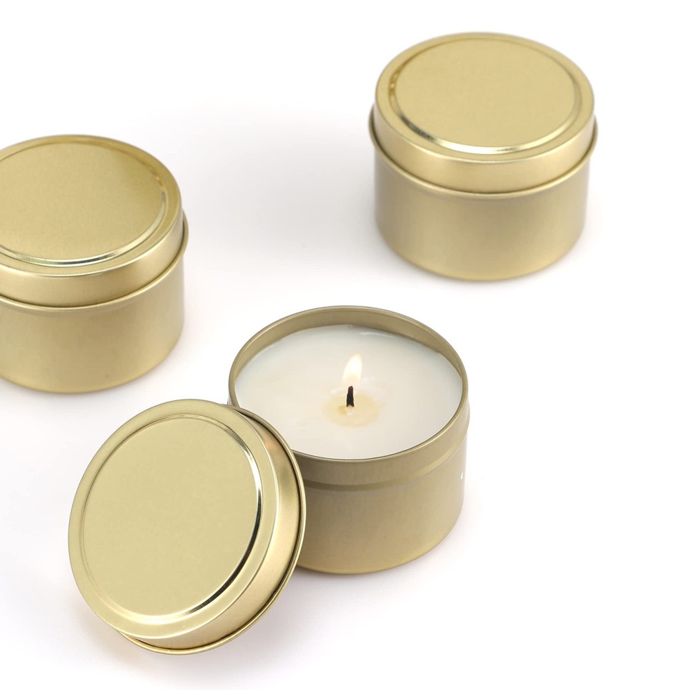 48 PCS 4 Oz Gold Candle Tins Bulk Jars Making Containers Storage DIY Empty