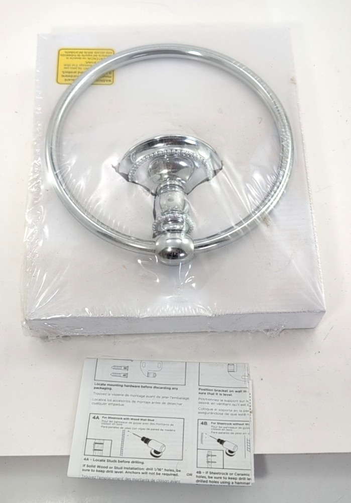 Delta Elegance Collection Chrome Towel Ring New In Box ELE46-PC