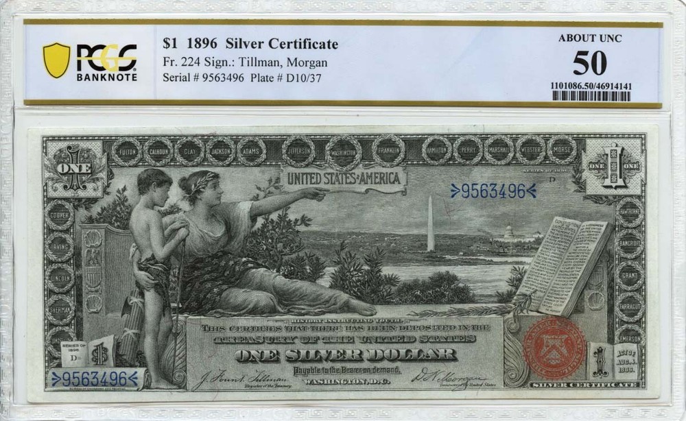 1896 $1 Silver Certificate FR# 224 PCGS AU50