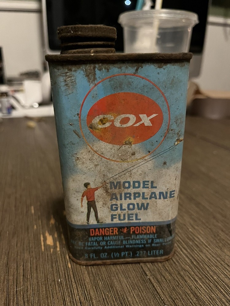 COX THIMBLE DROME AIRPLANE EMPTY GLOW FUEL CAN 1960s